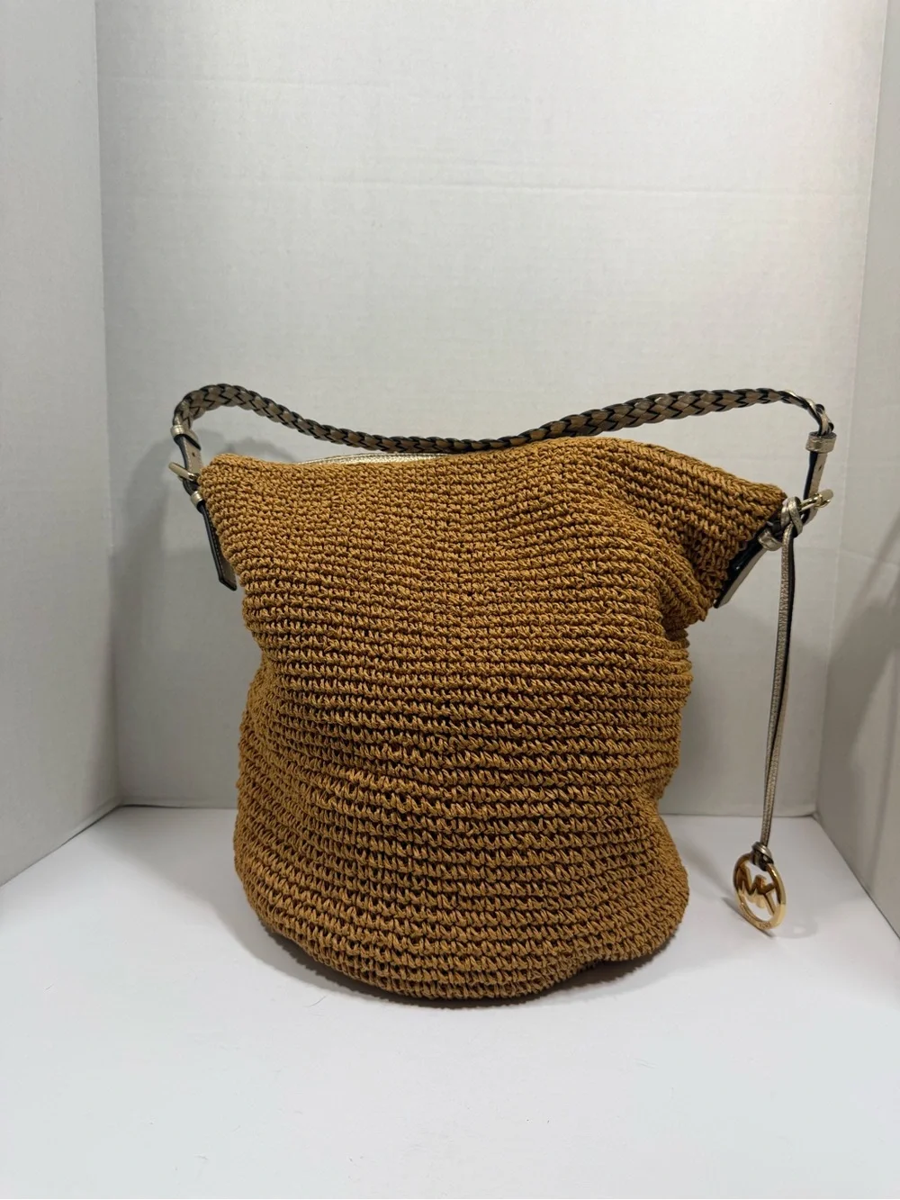 Michael Kors Woven Shoulder Bucket Bag